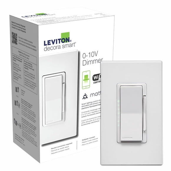 Interruptor regulador inteligente Leviton Decora D2710-1BW 0-10 V WiFi