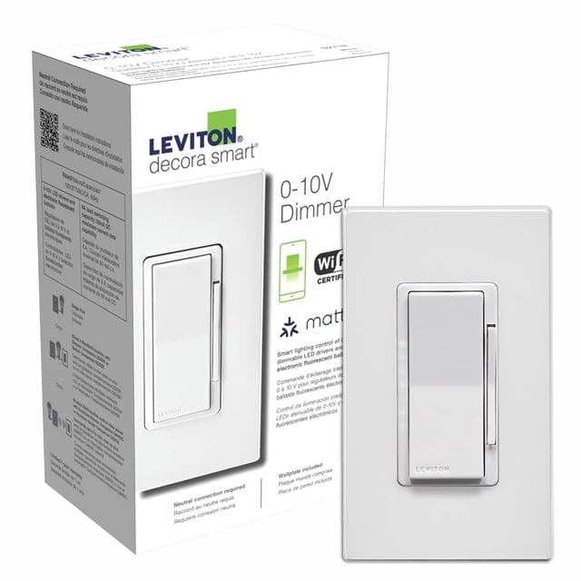 Interruptor regulador inteligente Leviton Decora D2710-1BW 0-10 V WiFi