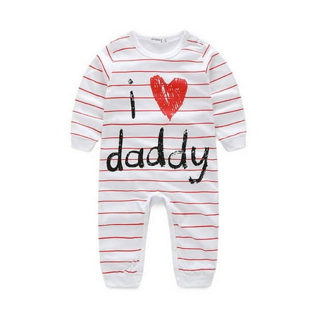 

ZNU Newborn Baby I Love Striped Romper Bodysuit Jumpsuit