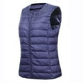 thumbnail image 4 of Henpk Womens Plus Size Clearance Under 10 Puffer Vest Women Sleeveless Winter Cropped Outerwear Warm Puffer Lightweight Stand-up Collar Down with Pockets Navy XXXXXL, 4 of 9