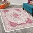 thumbnail image 2 of Vintage Decorative Rug, Oriental Design Curlicue Swirly Motives with Retro Details Victorian Art, Quality Carpet for Bedroom Dorm and Living Room, 6 Sizes, Dark Pink Mint Green, by Ambesonne, 2 of 4