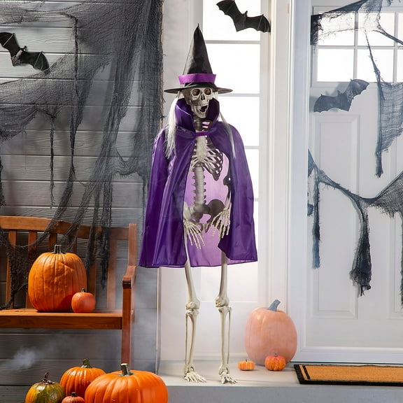 Life-Size Posable Skeleton with Witch Outfit Kit - 3 Pc