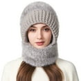 thumbnail image 4 of 3 in 1 Beanie Hat for Woman Polyester Cotton Blend Knit Scarf Hat Warm Autumn Winter Cold Proof Winter Hat, 4 of 6