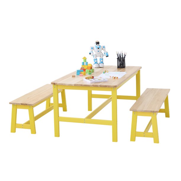 Juego de mesa y banco VEVOR Kids, mesa de actividades de madera para niños pequeños