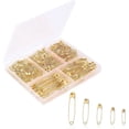 thumbnail image 1 of - Safety Pins, 300 Pack, Small & Large Sizes, Nickel Plated Steel, Gold, Small and Large Safety Pins Bulk for Clothes, Sewing, Arts & Craft, Rust-Resistant, Heavy Duty Strength, 1 of 8