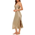 thumbnail image 4 of Unique Bargains Women's Satin Pajama V Neck Sexy Nightdress Soft Midi Lounge Dress, 4 of 5