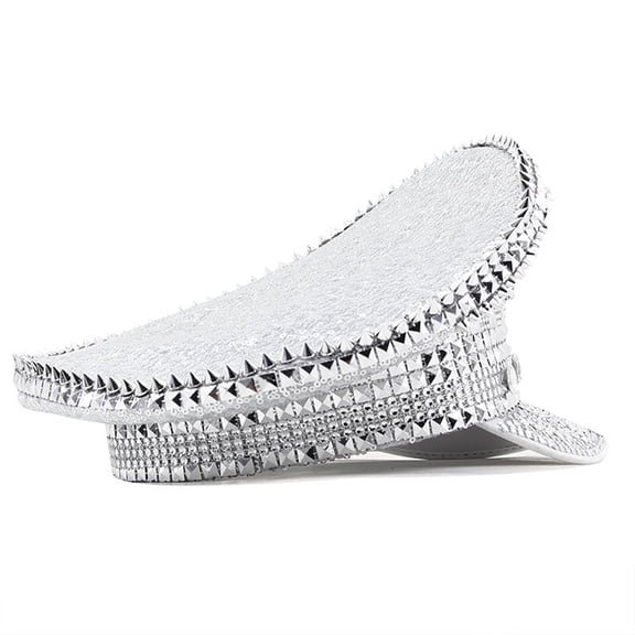 Bejeweled Rhinestones Captain Hat Headwear Sailor Hat for Bachelorette Party Hat Versatile for Club Stage