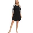 thumbnail image 6 of EFINNY Women's 3/4 Sleeve Nightgowns Contrast Color Nightdress Round Neck Nightshirt Comfy Cotton Sleepshirt S-3XL, 6 of 8