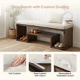 thumbnail image 6 of Finmind Shoe Storage Bench with Cushion, 47 inch Entryway Bench with Storage Shelf and Removable Padded Seat for Entryway, Living Room, Bedroom, Vintage Brown, 6 of 7