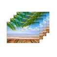 thumbnail image 4 of MKHERT Tropical Sea Beach with Palm Leaves Wooden Floor Placemats Table Mats for Dining Room Kitchen Table Decoration 12x18 inch,Set of 4, 4 of 4