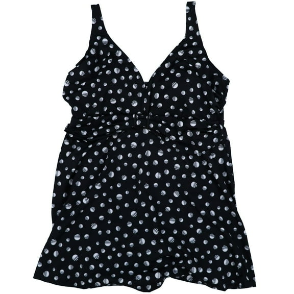 Swim Solutions Women's Plus Size Tankini Dots Black 18W New