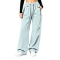 thumbnail image 2 of Xdegoge Quick Dry Pants Women Hiking Waterproof Wide Leg Parachute Trousers with Zipper Pockets Drawstring Elastic Waist Baggy Outdoor Cargo Sweatpants, 2 of 6