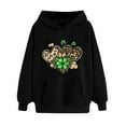 thumbnail image 3 of VBTAPA Women's St. Patrick'S Day Flag Shamrock Hooded Sweatshirts Green Irish Clover Long Sleeve Pullover Tops Funny Holiday Hoodies with Kangaroo Pocket Black XL, 3 of 6
