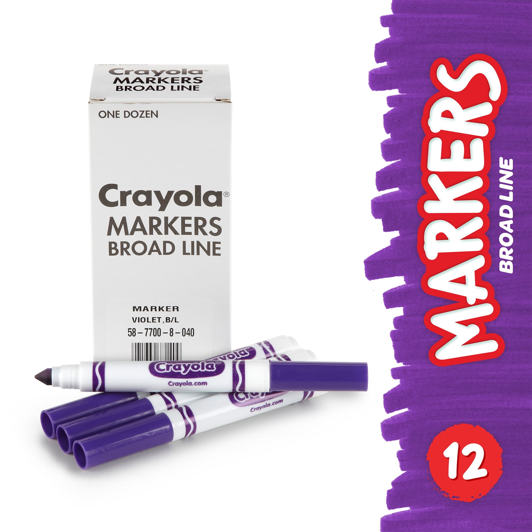 Crayola Bulk Markers, Conical Tip, Violet (Purple), 12 Per Pack, 3 Packs