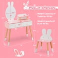 thumbnail image 2 of Infans Kid Vanity Set Makeup Table Stool with Drawer Shelf Wood Leg Rabbit Mirror White, 2 of 7