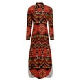 thumbnail image 6 of 2024 Vintage Ethnic Chiffon Dress Red Aztec Print Cute Dresses Female Long Sleeve Aesthetic V Neck Printed Oversized Casual Dress, 6 of 7