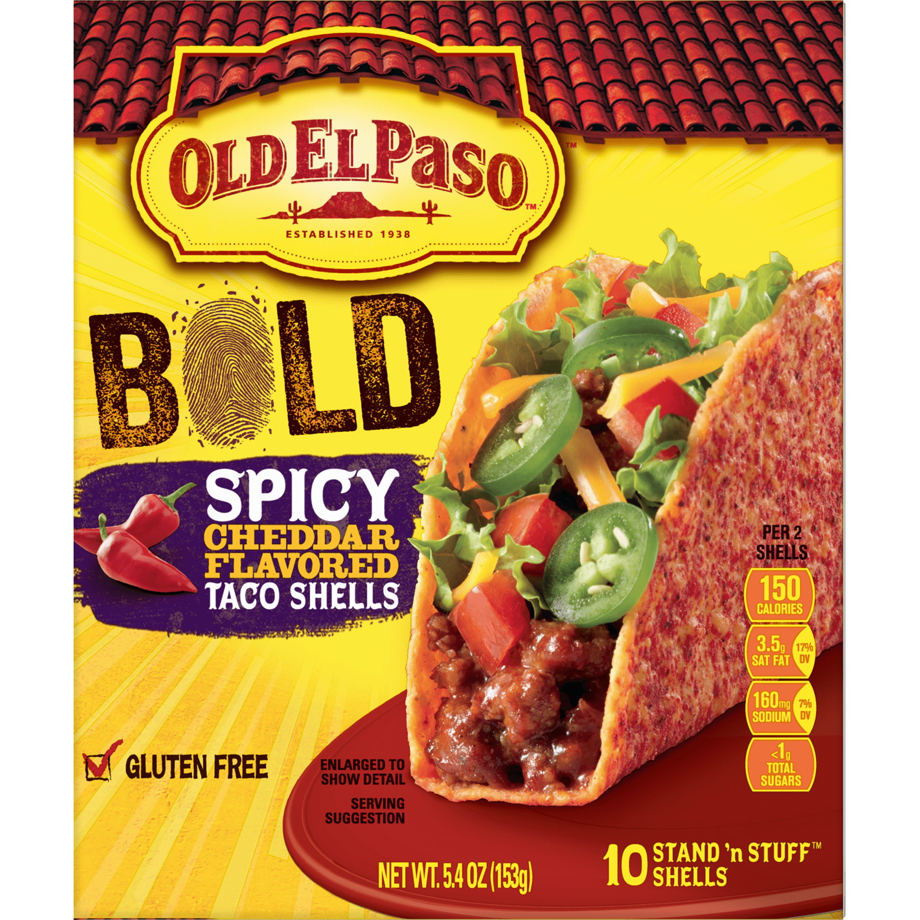 Old El Paso Gluten Free Bold Spicy Cheddar Flavored Taco Shells