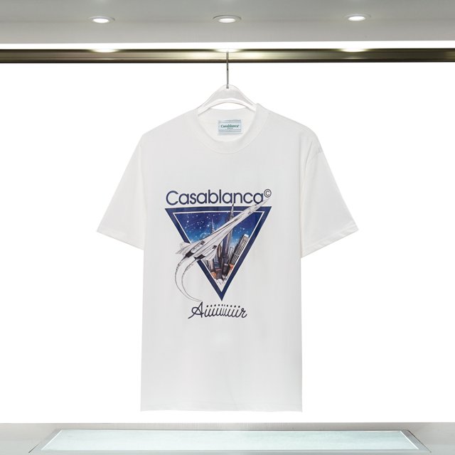 Casablanca 23 Primavera y novedad de verano estilo Fantasy Gate Starry Sky Castle casa letra logo camiseta de manga corta para parejas8062 blanco