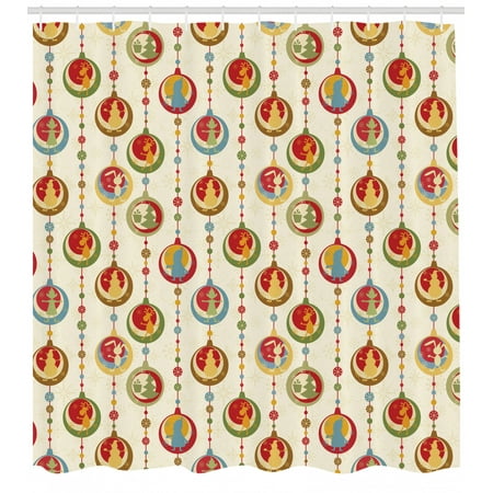 Christmas Shower Curtain Holiday Pendants With Colorful Dots And
