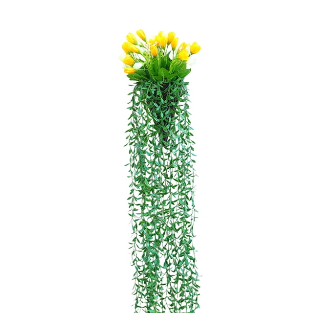 Yellow Yellow Plastic Simulation Weeping Willow Vine Wall Hanging Greenery For Wedding Home Decoration