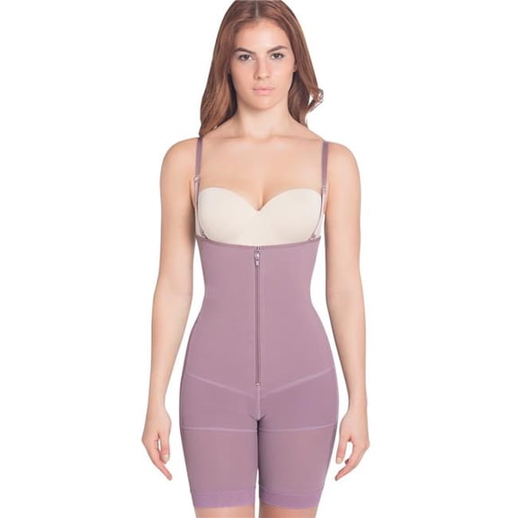 Siluet PS1 3XL PS1 Postpartum High Compression Mid-Thigh Full Body Shaper, Purple - 3XL