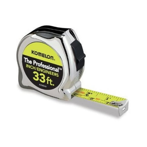 Komelon Usa 416-433IEHV 33 Pi x 1 Po Haute Viz Chrome Professionnel, Mesure de Ruban pour Ingénieur