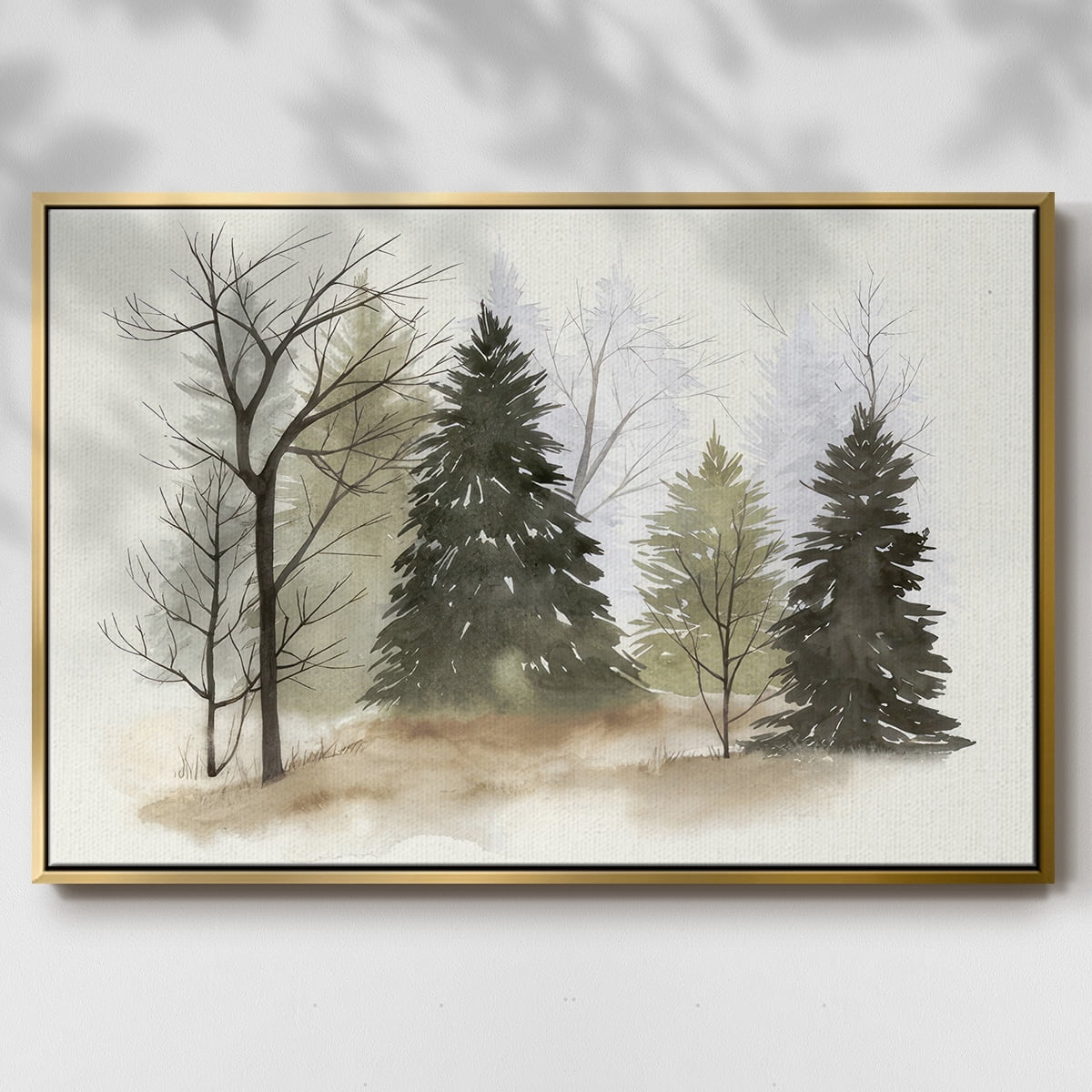 In the Mist II - Framed Gallery Wrapped Holiday Canvas - 27 x 41 - Gold Frame