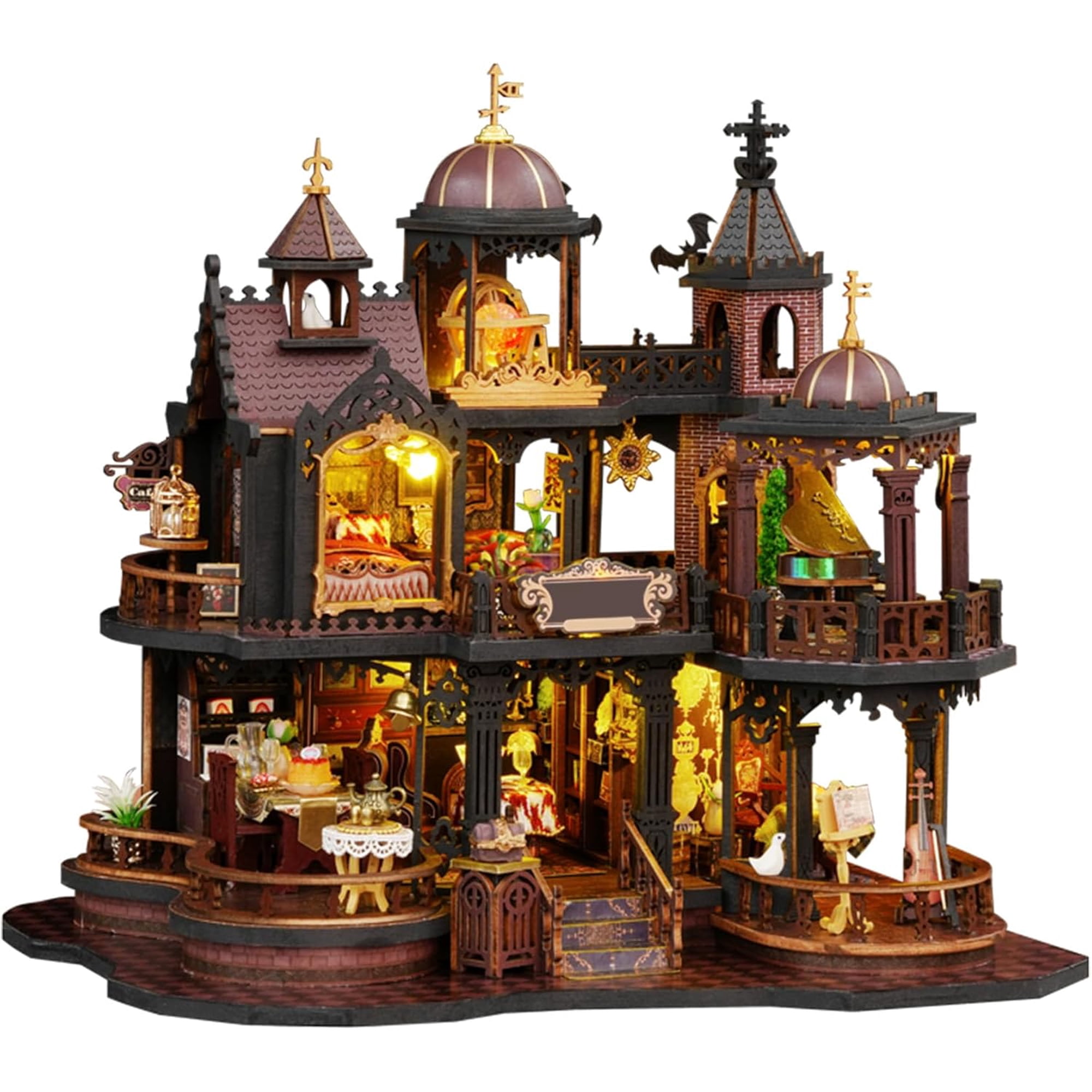 Miniature Dollhouse Kit, DIY Mini House Building Kits for Adults to Building with Furnitures Tiny House Bookshelf Decor Christmas Birthday Gifts for Family Lovers
