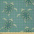 thumbnail image 2 of Ambesonne Turtle Fabric by the Yard Microfiber, Floating Animals Flowers, 5 Yards, Petrol Blue Dark Teal, 2 of 4
