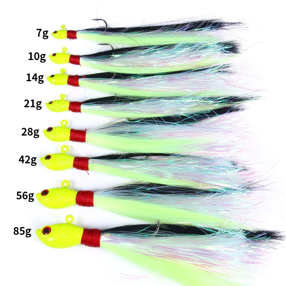 6PCS Bucktail Jigs Fishing Lures Lead Teaser Jig Head Bass Saltwater Lure USA