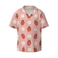 thumbnail image 4 of Uemuo Strawberry Pattern Cotton Linen Short Sleeve Shirts,Casual Lightweight Button Down Shirts,Vacation Beach Summer Tops-3X-Large, 4 of 7