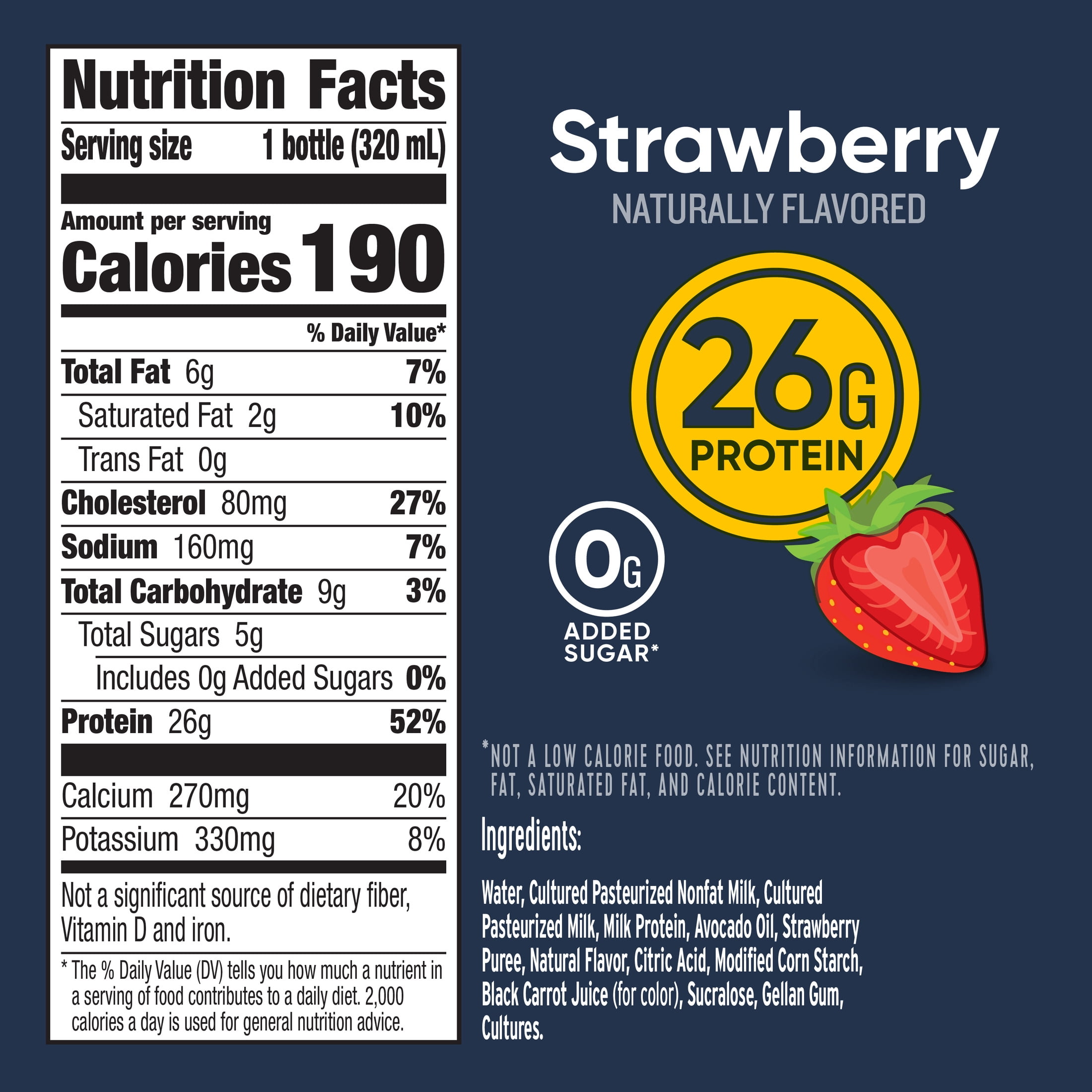 Ratio Protein Dairy Drink, Strawberry, 26g Protein, 10.8 fl oz
