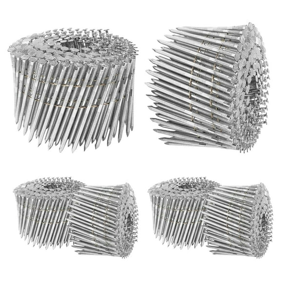 MEITE 4,500 Counts 3-Inch Electro-Galvanized Coil Siding Nails, Ring Shank, 15-Degree Full Round-Head