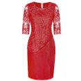 thumbnail image 3 of Robe Midi en Dentelle à Manches Courtes pour Femmes Grande Taille Robe de Cocktail Soirée, 3 of 5