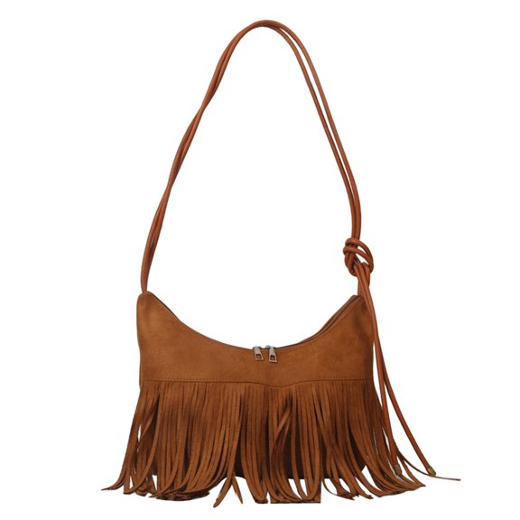 Women Shoulder Bag Fashion New Pattern Tassel Decoration Retro Casual Large Capacity Zipper Practical Messenger Bag