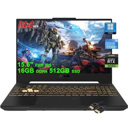 ASUS TUF F15 Gaming Laptop | 15.6" FHD 144Hz (MUX Switch + Optimus) | Intel 12-core i5-12500H (>i7-11800H) | 16GB DDR4 512GB SSD | GeForce RTX 3050 Backlit Thunderbolt USB-C Win11Pro w/DLCA Accessory