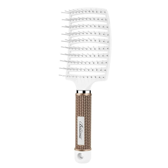 ZJQYDS Hair Brush, Vented Curved Styling Brush for Faster Blow Drying, Professional Detangling Brush for Women and Men, White