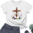 thumbnail image 5 of Inverlee Women's Easter Shirts Clearance Rabbits Eggs Graphic Tees Loose Fit Short Sleeve T Shirts Blouses Workout Round Neck Dressy Casual Tops, 5 of 5