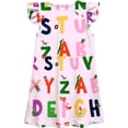 thumbnail image 6 of Dresses for Girls Back To School Flutter Sleeve Ruched Crew Neck Cartoon Print Dress School Uniform for Girls Size 3-4 Years, 6 of 6