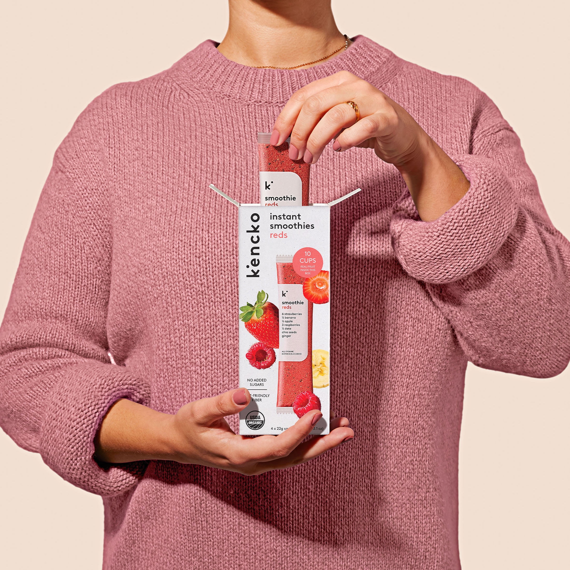 Kencko Reds Organic Instant Fruit & Veggie Smoothies, Powdered Drink Mix, .78 oz, 4 Pack