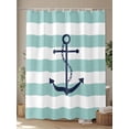 thumbnail image 4 of Turquoise Striped Shower Curtain, Nautical Anchor Abstract Geometric Modern Waterproof Shower Curtain Set with 12 Hooks Lightweight Washable Fabric Shower Curtains for Bathroom 72x72 Inches, 4 of 6