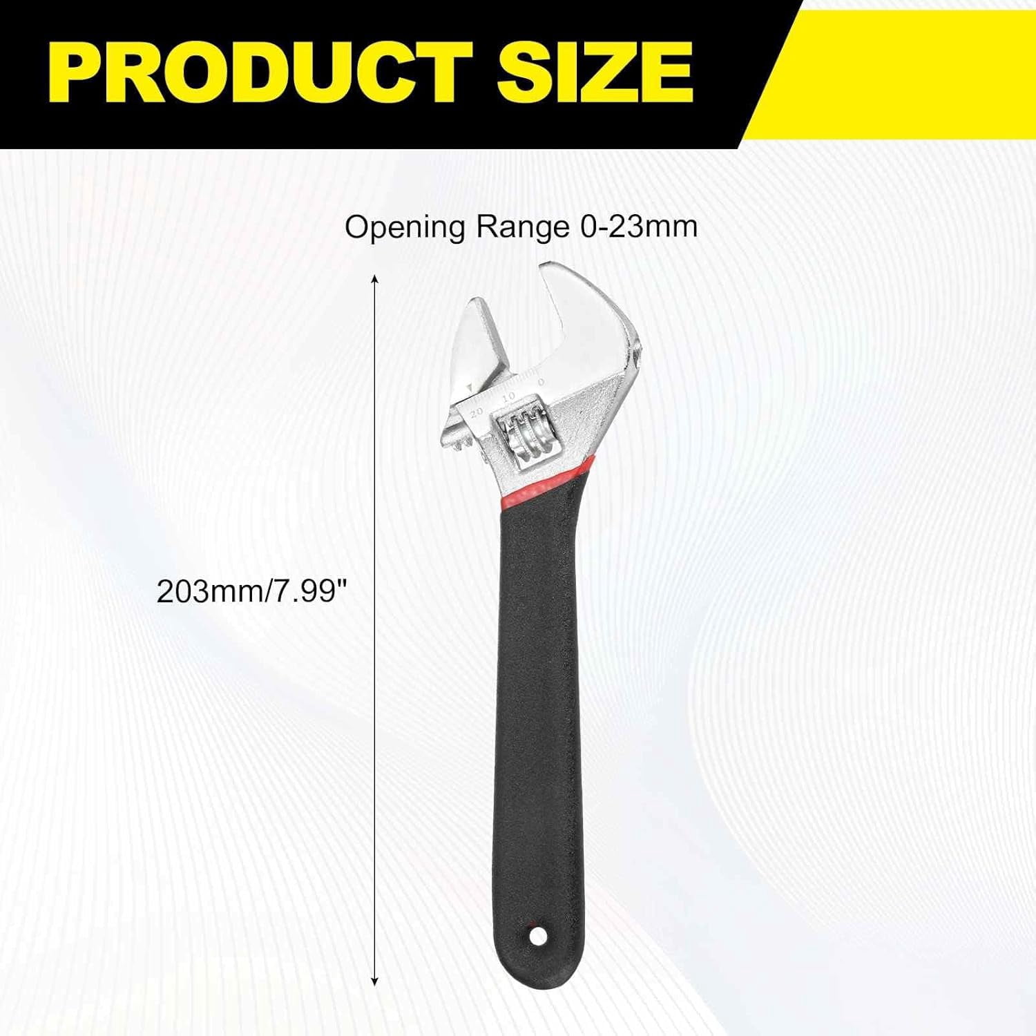 MKEUDQ-Adjustable Wrench 8" High Carbon Steel Industrial Wide Jaw Wrench Adjustable Repairs Spanner Tool with Graduated Scale for Home Garage Workshop Plumbing, Black-Red