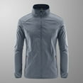 thumbnail image 5 of Razzly Men's Casual Jackets Breathable Male Solid Color Hoodless Stand Collar Long Sleeve Track Jacket Thin Design for Active(Grey,L), 5 of 5