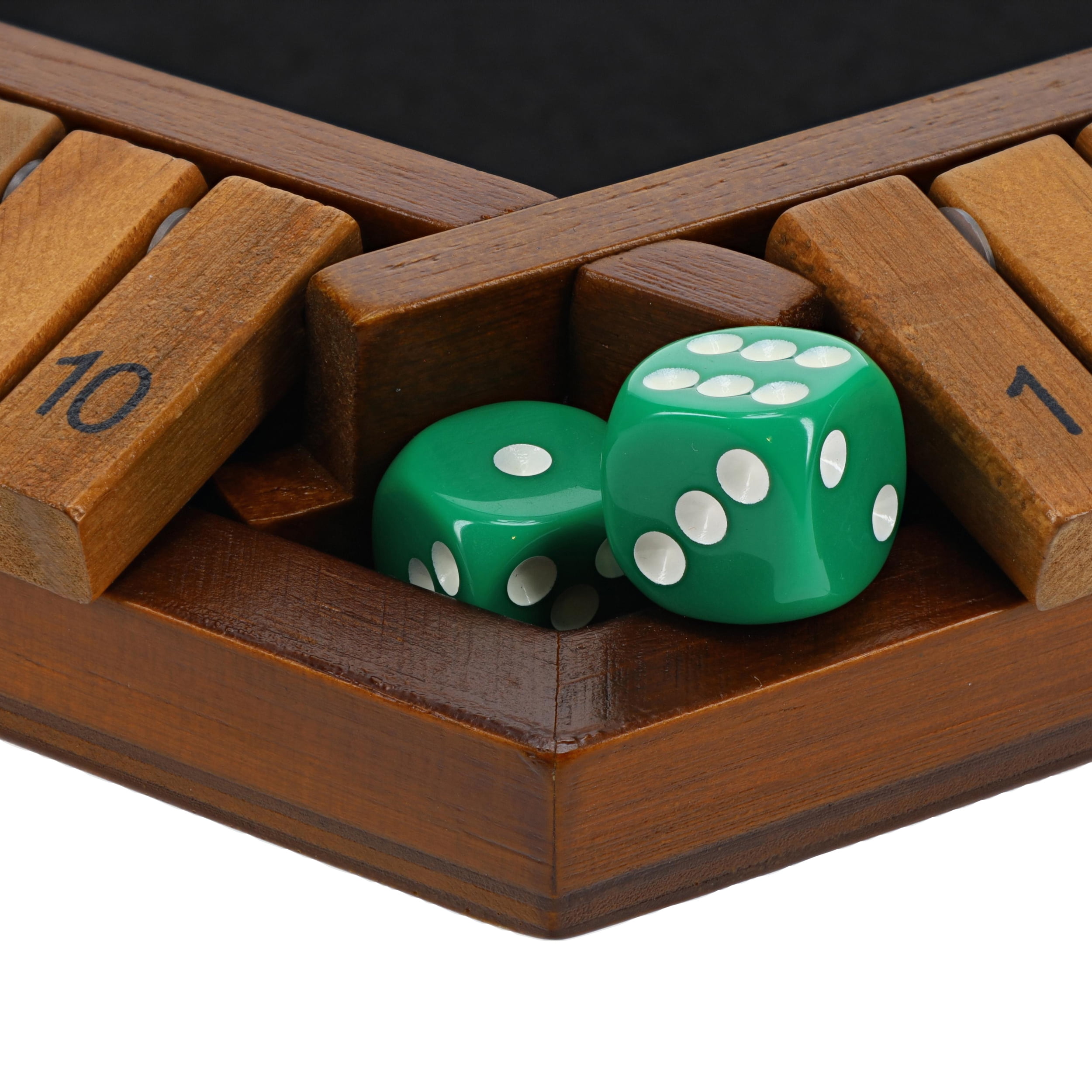 Pacific Shore Games 6 Player Shut The Box Dice Game - Walnut Stained Wood - 14 In.