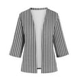 thumbnail image 4 of Htigea Women's Striped Cardigan 3/4 Sleeve Casual Lightweight Comfy Cardigan Blouses Casual Open Front Tops Gray,XL, 4 of 4