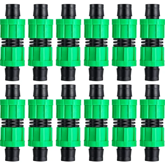 12 Pieces Drip Irrigation Coupling, 5/8 Inch Universal Connector Drip Tubing Fittings, Compatible with Most 16-17 mm Tubing or Sprinkler Systems(Green)
