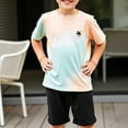 thumbnail image 3 of Boy's 2 Piece Outfits Letter and Tropical Graphic Print Short Sleeve Crewneck Tee and Shorts, 3 of 6