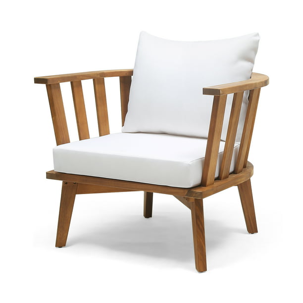 Dean Outdoor Wooden Club Chair With, White Teak Outdoor Furniture