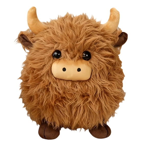 8 Inch Long-Haired Cow Plush Toy Cute Soft Highland Cow Stuffed Animal Doll Small Farm Animal Toy for Home Decor and Play