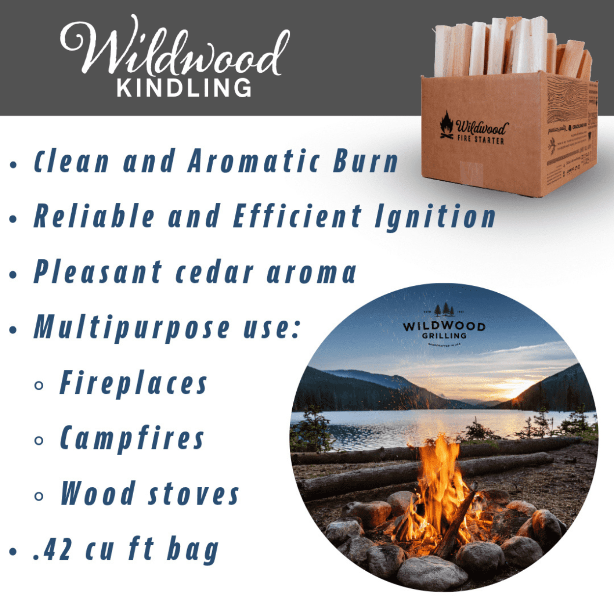 Wildwood Kindling Cedar Kindling Fire Starter - Kiln Dried - Medium Hearth Box